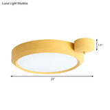 Nordic Style Round Flushmount Led Ceiling Light In Blue/Red/Yellow With Metal Finish - Available