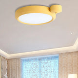 Nordic Style Round Flushmount Led Ceiling Light In Blue/Red/Yellow With Metal Finish - Available