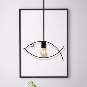 Nordic Style Single Head Black Fish-Shaped Pendant Ceiling Light - Dining Room Suspension Lamp