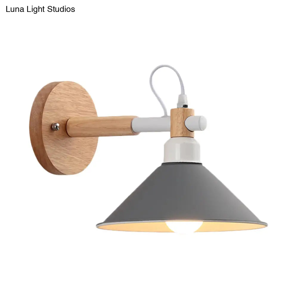 Nordic Style Single Head Metal Funnel Wall Sconce Light For Restaurant & Bedroom