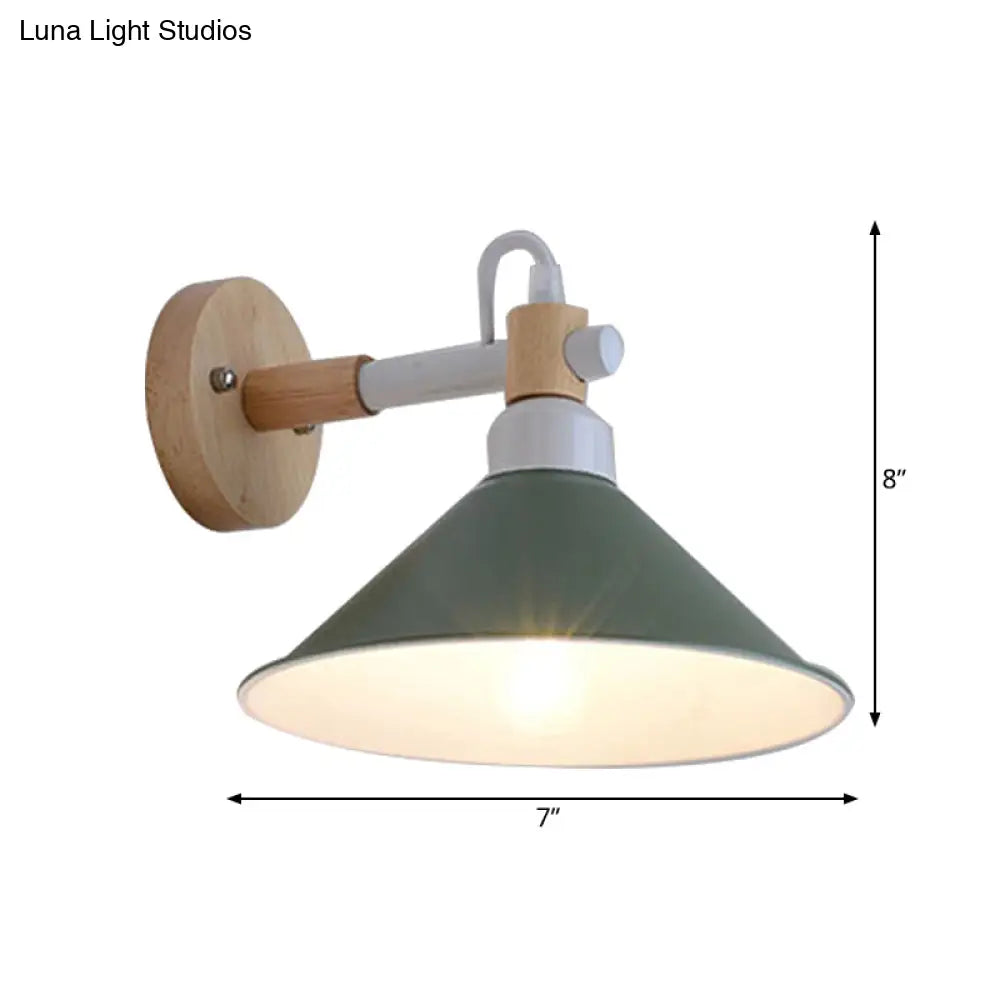 Nordic Style Single Head Metal Funnel Wall Sconce Light For Restaurant & Bedroom