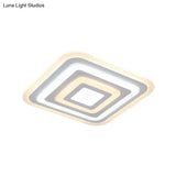 Nordic Style Square Acrylic Ceiling Lamp - 4 - Layer Design With 19.5’/35.5’ W Led Flush Light