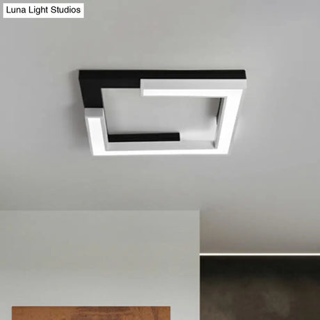 Nordic Style Square Acrylic Led Ceiling Lamp - Minimalist Black And White Flush Mount Lighting For