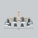 Nordic Style Swivel Chandelier Light - Metal Pendant Fixture For Living Room 10 / Grey