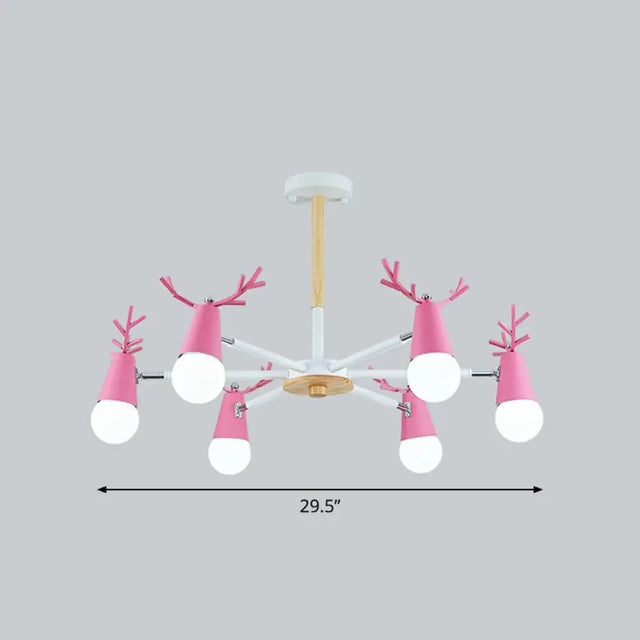 Nordic Style Swivel Chandelier Light - Metal Pendant Fixture For Living Room 6 / Pink
