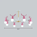 Nordic Style Swivel Chandelier Light - Metal Pendant Fixture For Living Room 8 / Pink