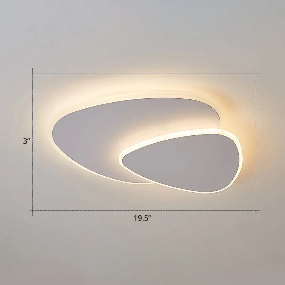 Nordic Style Triangular Led Ceiling Light With Metal Flush Fixture For Bedrooms White / 19.5’ Warm