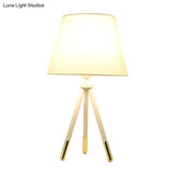 Nordic Style Tripod Night Lamp With Empire Shade Single Fabric Table Stand Light Black/White