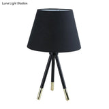 Nordic Style Tripod Night Lamp With Empire Shade Single Fabric Table Stand Light Black/White