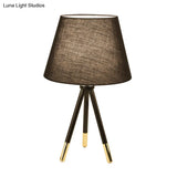 Nordic Style Tripod Night Lamp With Empire Shade Single Fabric Table Stand Light Black/White