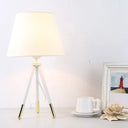Nordic Style Tripod Night Lamp With Empire Shade Single Fabric Table Stand Light Black/White White