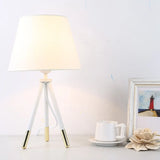 Nordic Style Tripod Night Lamp With Empire Shade Single Fabric Table Stand Light Black/White White