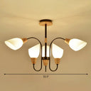 Nordic Style Tulip Chandelier With Cream Glass And Wooden Accent 6 / Black
