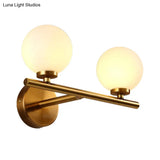 Nordic Style Wall Sconce Light Gold Orb With Glass Shade - Elegant Mount Lighting