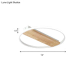 Nordic Style Wood Ring Ceiling Lamp - White Flush Light For Adult Bedroom