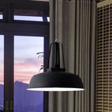 Nordic Stylish Black/Blue Barn Shade Pendant Light - Metallic Finish Ideal For Living Rooms Black