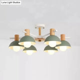 Nordic Stylish Chandelier With Domed Metal Shade - 6 Heads Office Hanging Lamp