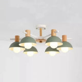 Nordic Stylish Chandelier With Domed Metal Shade - 6 Heads Office Hanging Lamp Green
