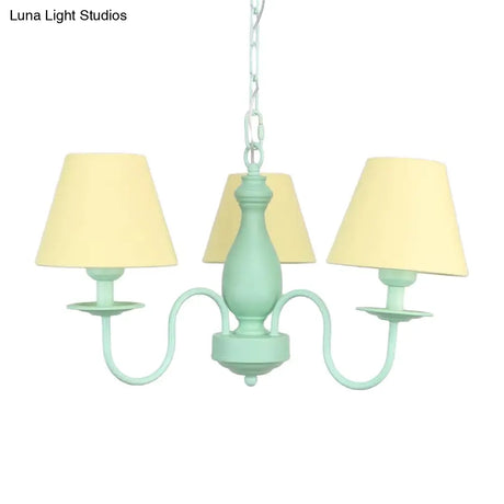 Nordic Stylish Metal Hanging Chandelier With Three Tapered Heads - Ideal For Cafes