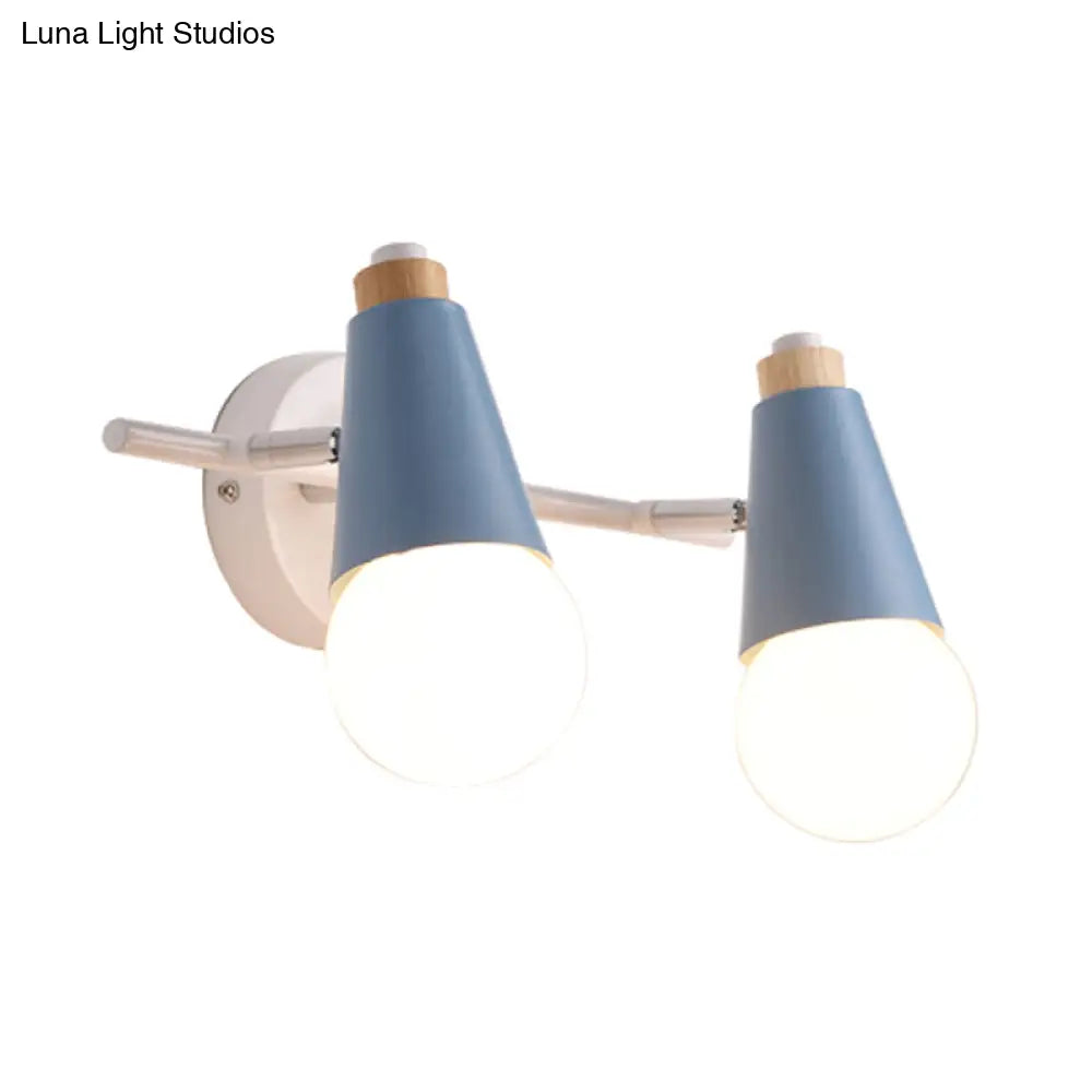 Nordic Stylish Metal Sweet Cone Sconce Light For Dining Room And Stair (2 Heads)