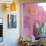 Nordic Stylish Sconce Light: Cup Shade Dining Room Wall Lamp With Macaron Color - Metal 1 Bulb