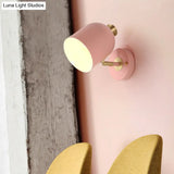 Nordic Stylish Sconce Light: Cup Shade Dining Room Wall Lamp With Macaron Color - Metal 1 Bulb