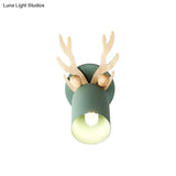 Nordic Stylish Wall Light Sconce With Tapered Shade And Antler Detail For Living Room
