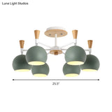 Nordic Suspension Light Chandelier - Stylish Metal Globe Shade Six Lights For Study Room