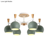 Nordic Suspension Light Chandelier - Stylish Metal Globe Shade Six Lights For Study Room