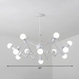 Nordic Swing Arm Pendant Chandelier With Open Bulb Design 12 / White