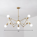 Nordic Swing Arm Pendant Chandelier With Open Bulb Design 8 / Gold