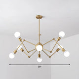 Nordic Swing Arm Pendant Chandelier With Open Bulb Design 8 / Gold
