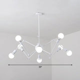 Nordic Swing Arm Pendant Chandelier With Open Bulb Design 8 / White