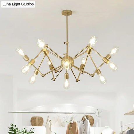 Nordic Swing Arm Pendant Chandelier With Open Bulb Design