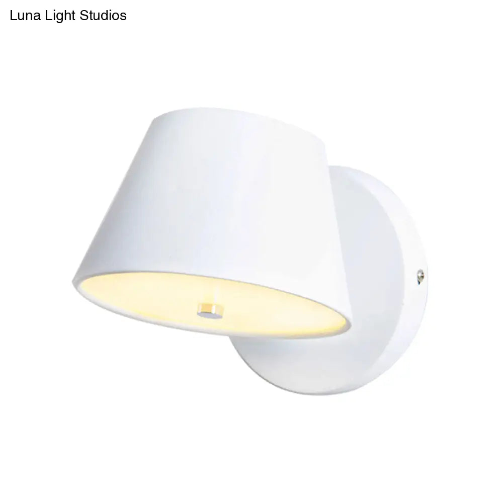 Nordic Tapered Shade Metal Wall Lamp In Black/White - Perfect For Bedroom And Study Room