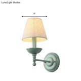 Nordic Tapered Wall Sconce In Green Metal With 1 Light