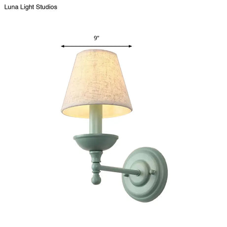 Nordic Tapered Wall Sconce In Green Metal With 1 Light