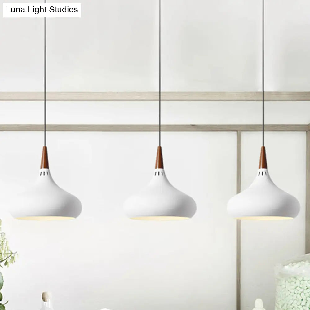 Nordic Teardrop Pendant Lighting - 8’/11’/12’W Metal 1 Light Black/White/Pink