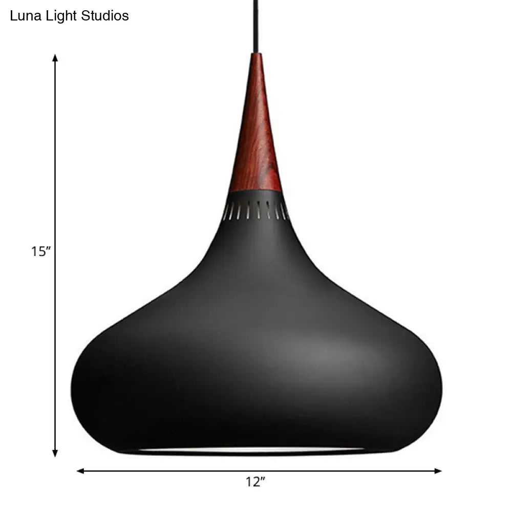 Nordic Teardrop Pendant Lighting - 8’/11’/12’W Metal 1 Light Black/White/Pink