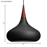 Nordic Teardrop Pendant Lighting - 8’/11’/12’W Metal 1 Light Black/White/Pink