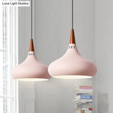Nordic Teardrop Pendant Lighting - 8’/11’/12’W Metal 1 Light Black/White/Pink