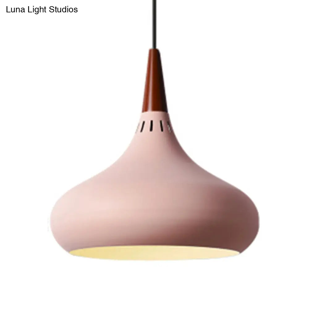 Nordic Teardrop Pendant Lighting - 8’/11’/12’W Metal 1 Light Black/White/Pink