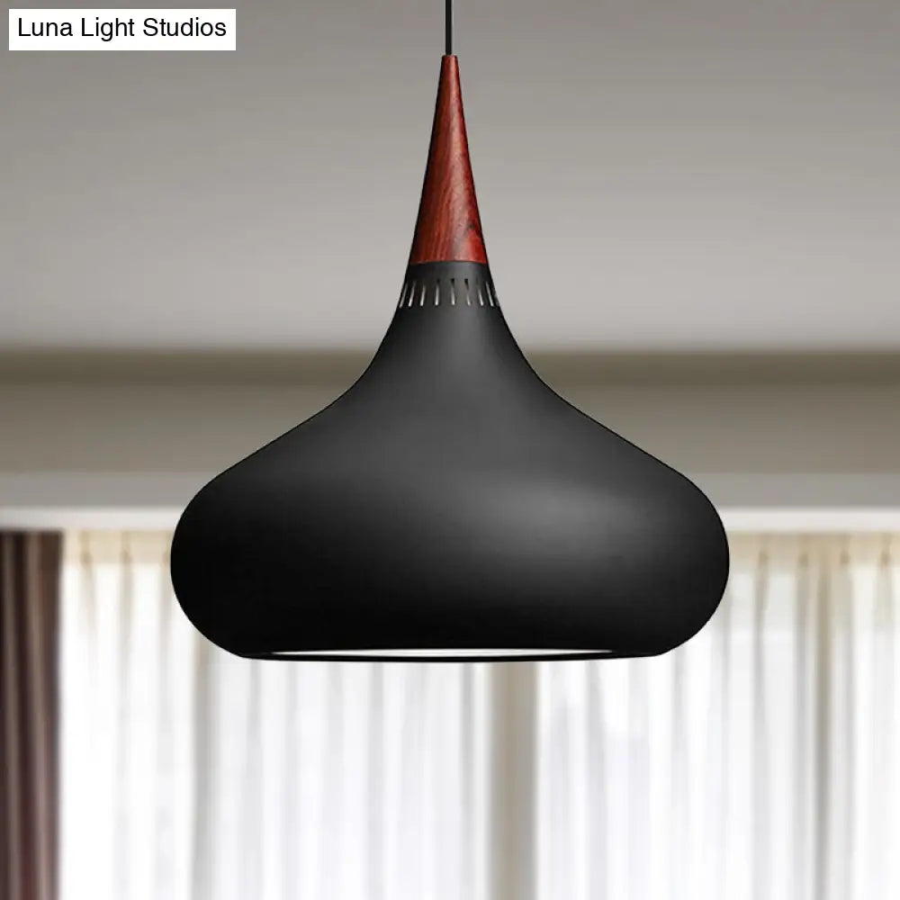 Nordic Teardrop Pendant Lighting - 8’/11’/12’W Metal 1 Light Black/White/Pink