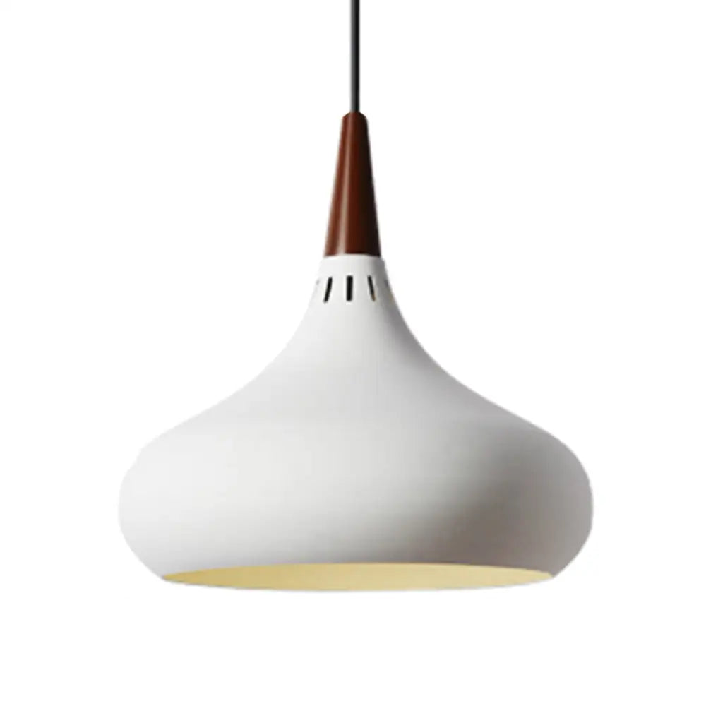 8/11/12W Teardrop Pendant Light Nordic Metal Black/White/Pink Hanging