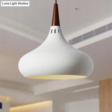 Nordic Teardrop Pendant Lighting - 8’/11’/12’W Metal 1 Light Black/White/Pink
