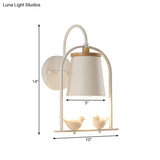 Nordic Trapezoid Metal Wall Sconce Light With Bird Accent - Perfect For Restaurants