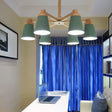 Nordic Trapezoid Shade Chandelier - 6-Light Metal Hanging Light In Green For Nursing Room 6 /