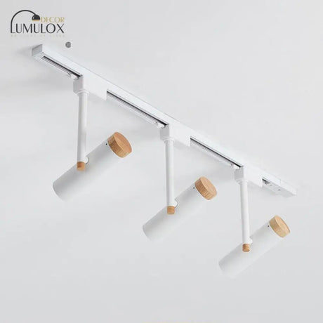 Nordic Tubular Metallic Spotlight With Wood Cap 3 / White Ceiling Lamp