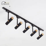 Nordic Tubular Metallic Spotlight With Wood Cap 5 / Black Ceiling Lamp
