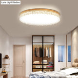 Nordic Ultra Thin Drum Flush Mount Led Light - Wood White Dia 10.5’/15’/19’ Bedroom Lighting